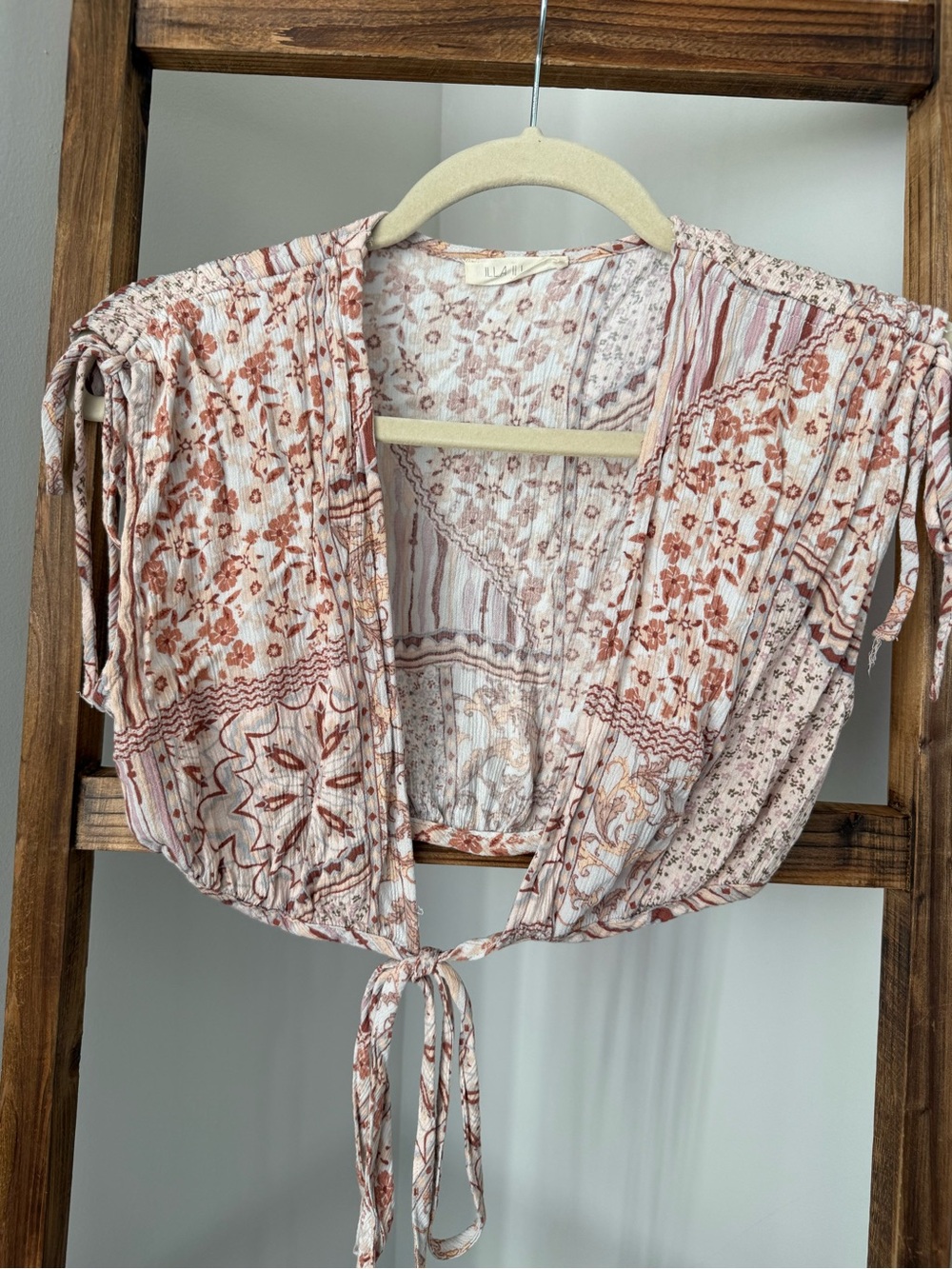 Boho Tie-Front Crop Top - Rustic Rose Floral